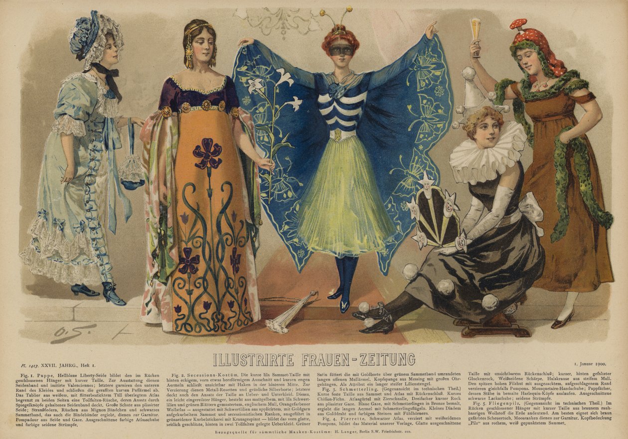Illustratie voor Illustrirte Frauen-Zeitung (kleurenlitho) door German School