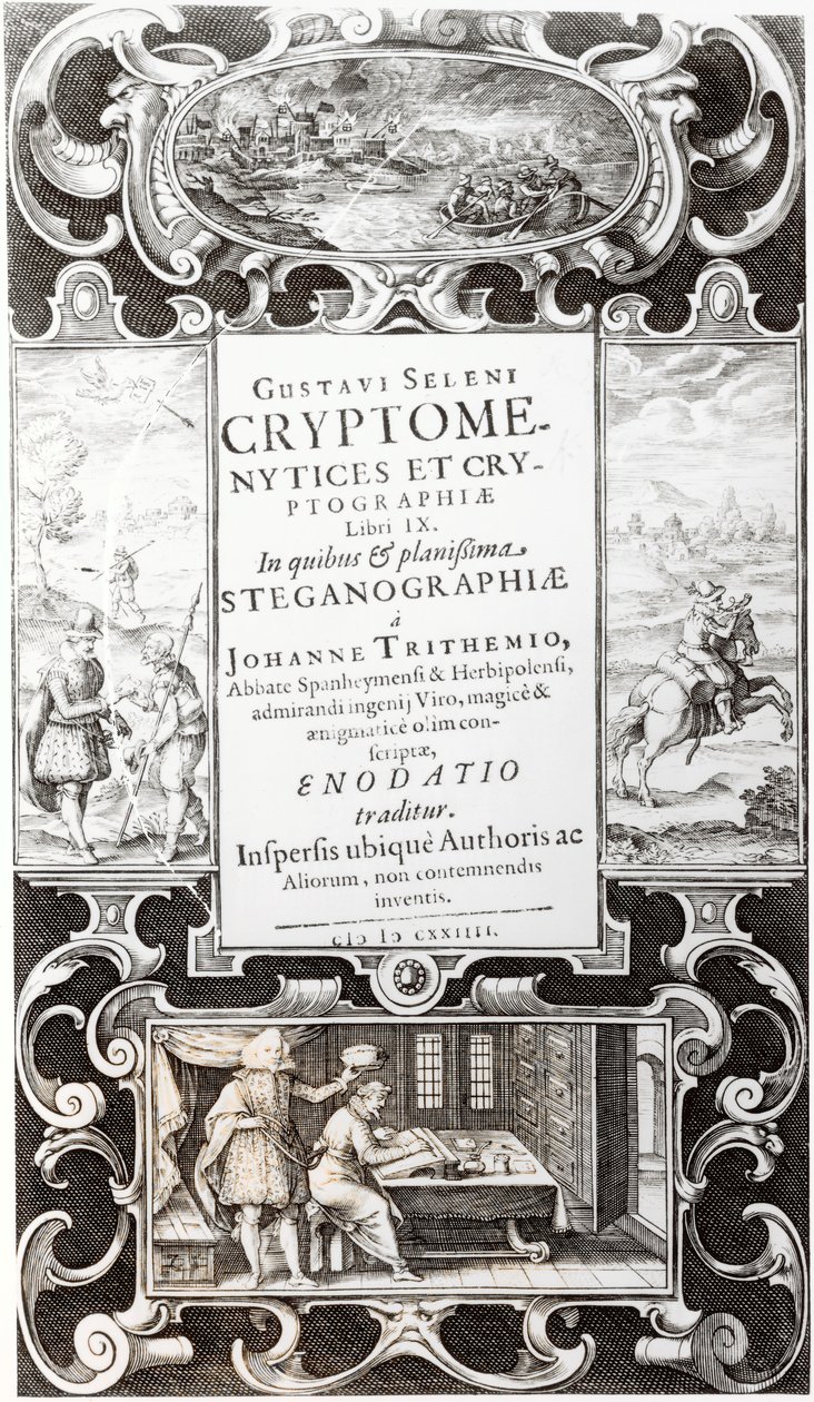 Illustratie uit Boek 9 van Cryptomenysis en Cryptografie door Gustavus Selenus (Augustus, Hertog van Brunswijk), 1624 door German School