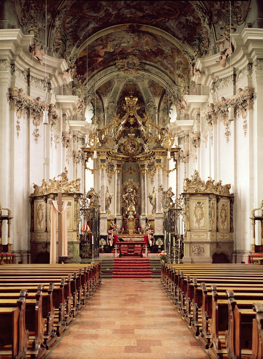 Interieur, ontworpen door Balthasar Neumann (1687-1753) 1734-54 door German School