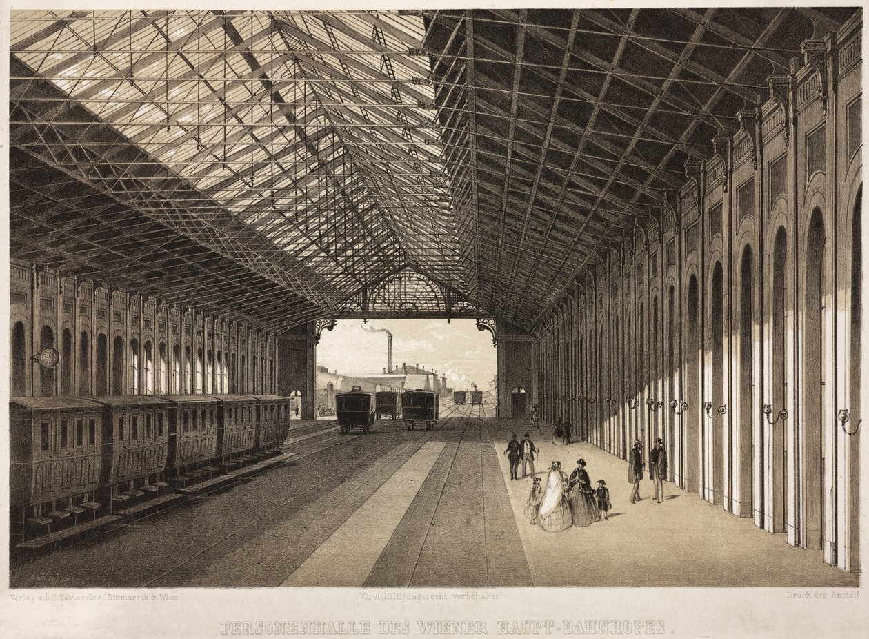 Interieur van het Centraal Station, Wenen door German School