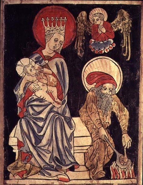 Heilige Familie Rustend op de Vlucht naar Egypte, c.1410 door German School