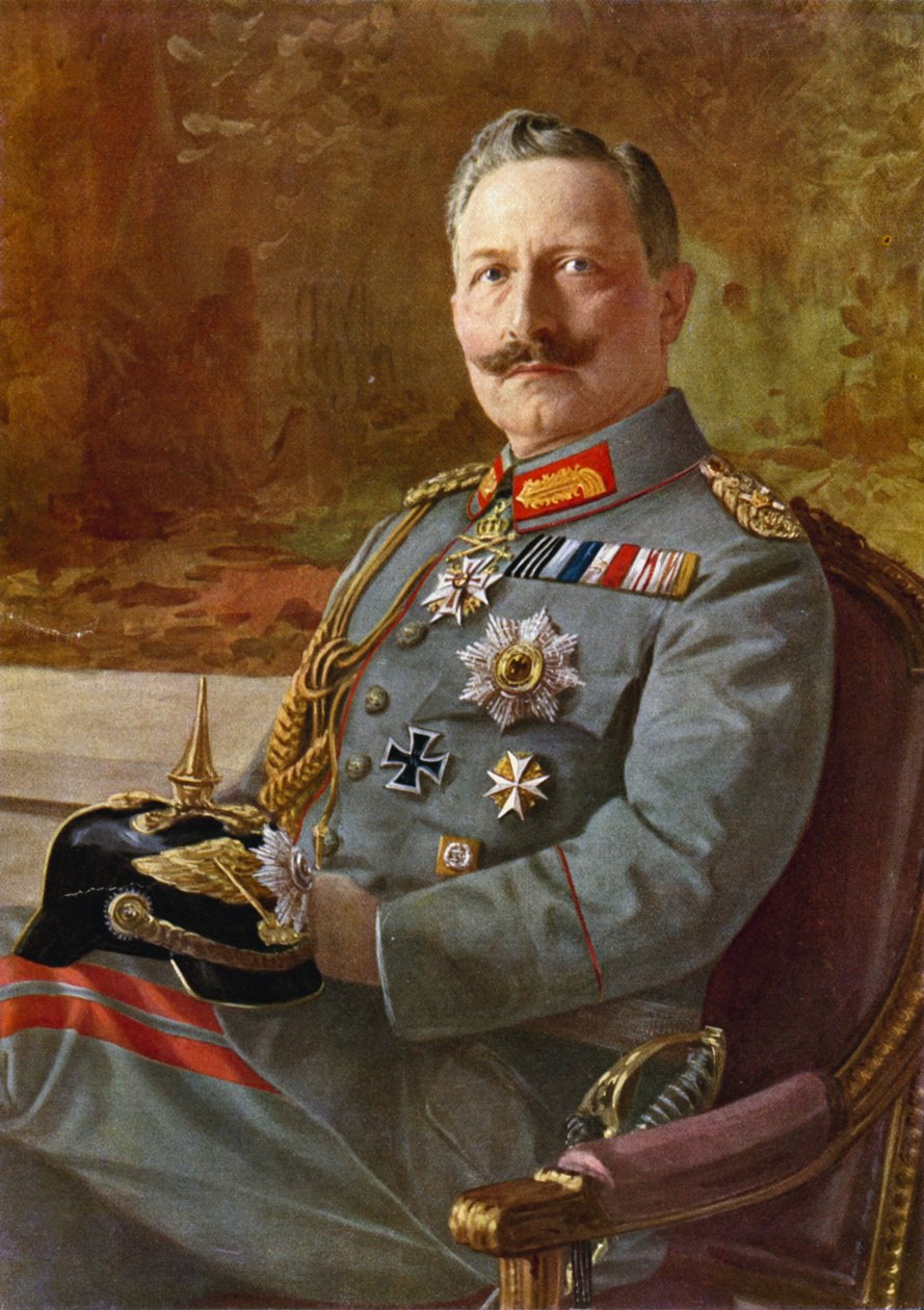 Kaiser Wilhelm II (kleurenlitho) door German School