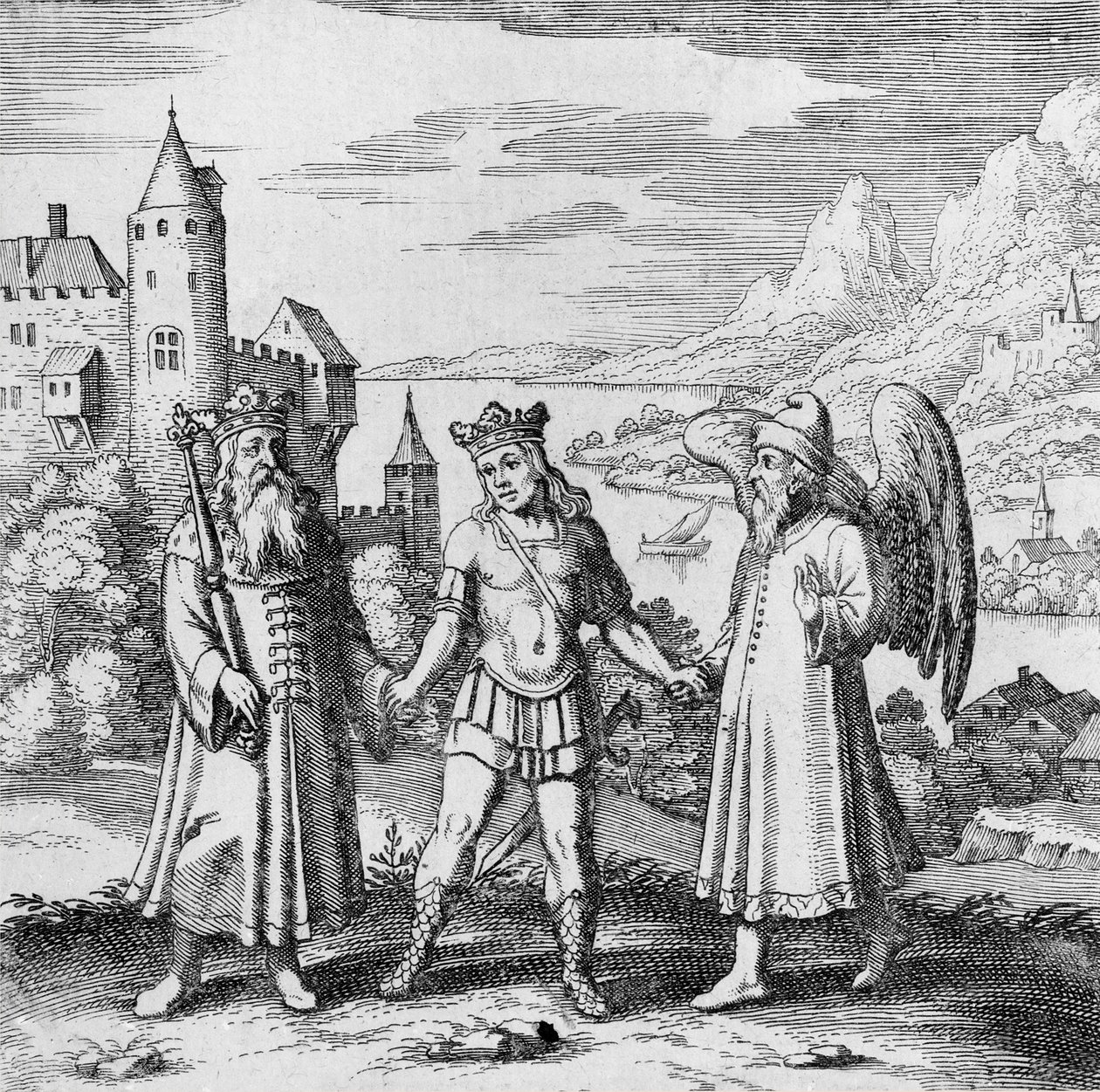 Koning en gezonde geest leiden de prins uit Musaeum Hermeticum door German School