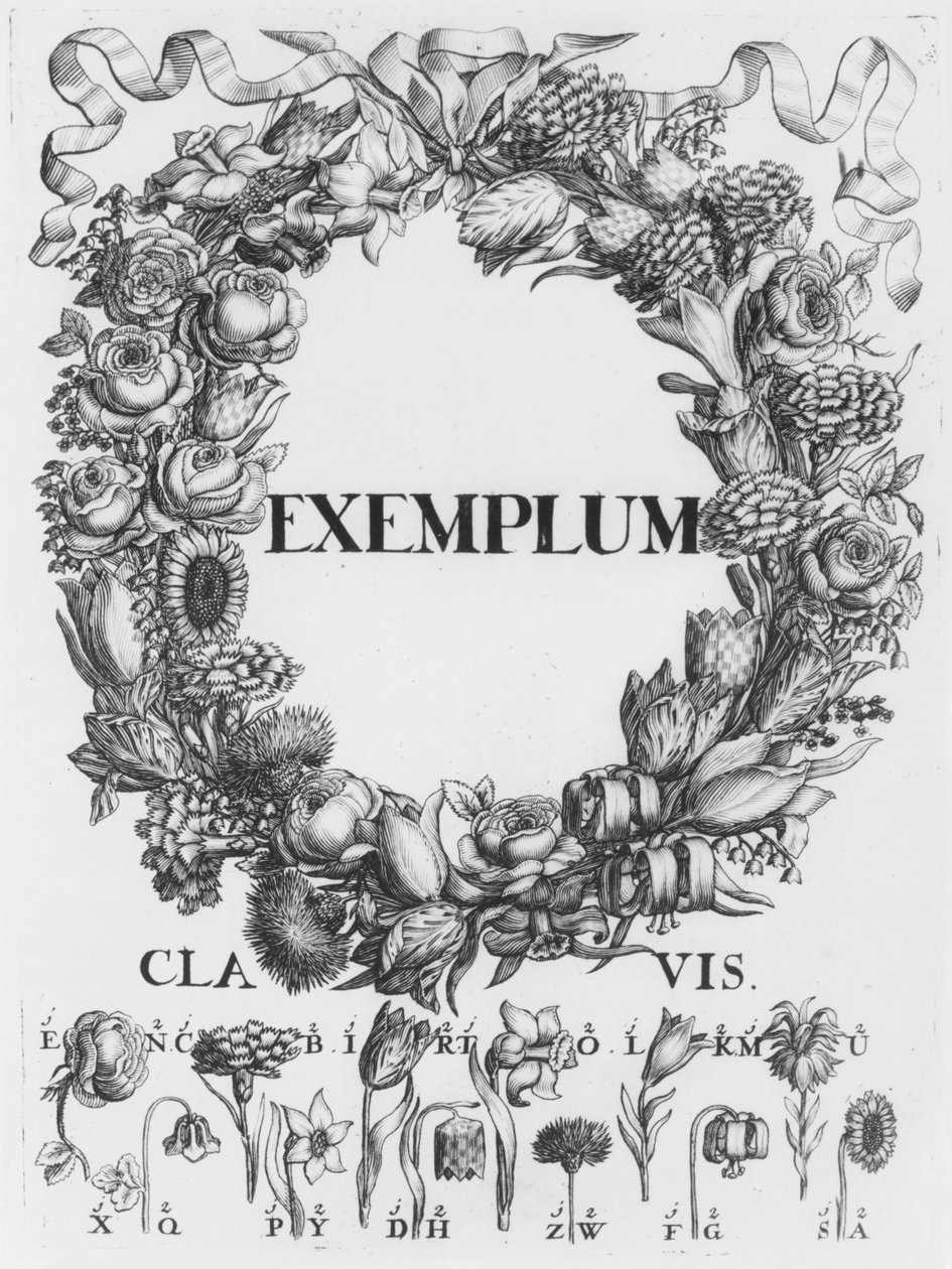 Taal van bloemen, illustratie uit Cryptographia, oder geheime Schrifften door Johann Balthasar Friderici, gepubliceerd in Hamburg, 1685 door German School