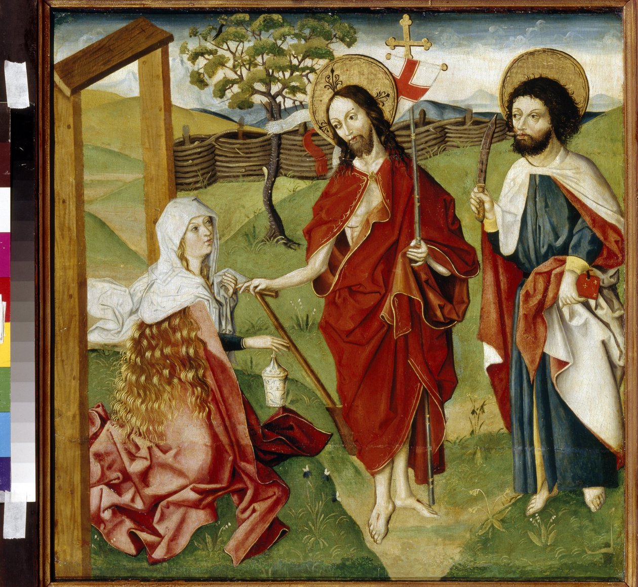 Christus, Maria Magdalena en Sint Bartholomeus door German School
