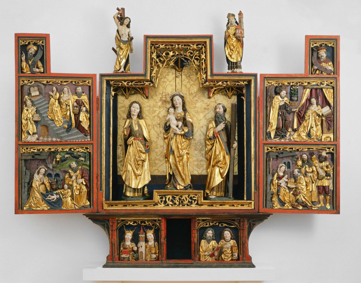 Leven van de Maagd Maria (hout, verguld en gepolychromeerd) door German School