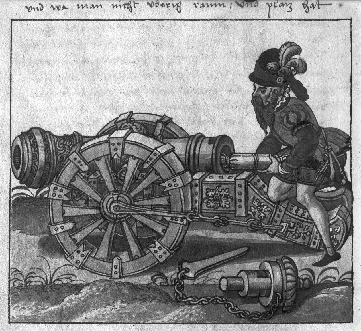 Een kanon laden door de sluiting, illustratie uit 