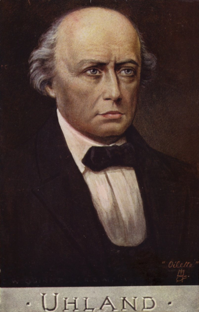 Ludwig Uhland (1787-1862), Duits dichter en filoloog (kleurenlitho) door German School
