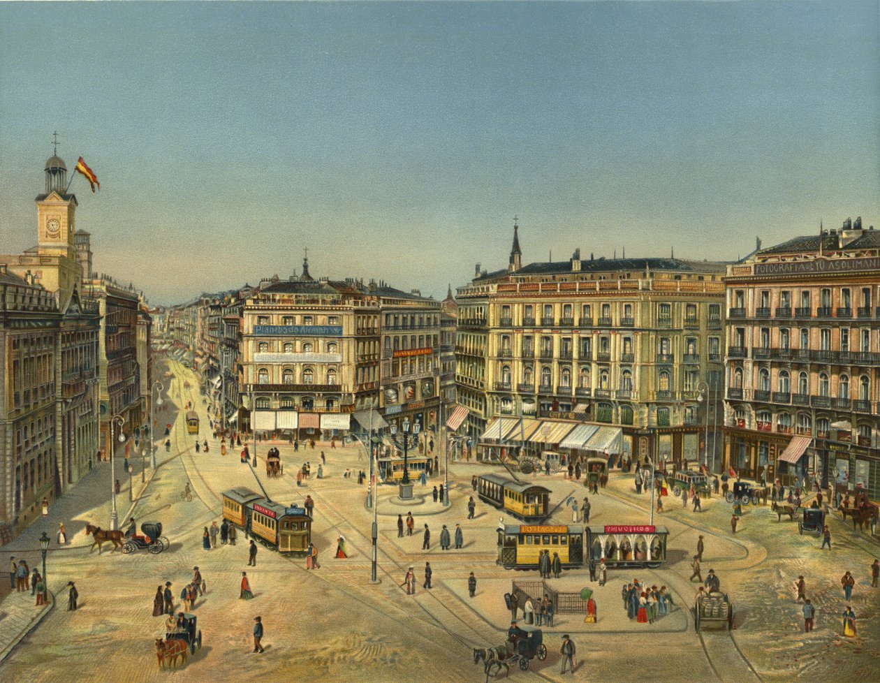 Madrid, Puerta Del Sol (chromolitho) door German School