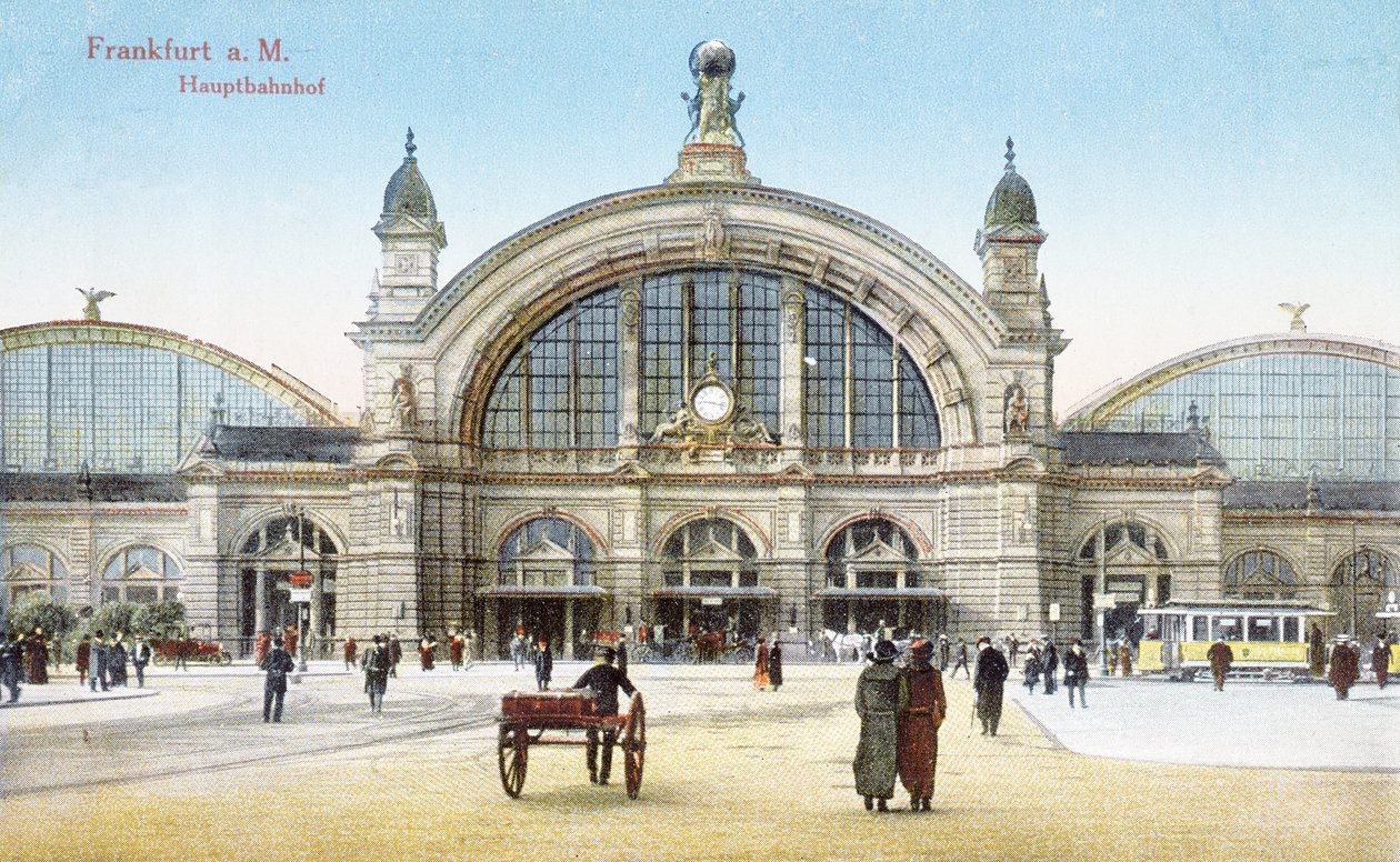 Hoofdstation in Frankfurt am Main, ca. 1910 door German School