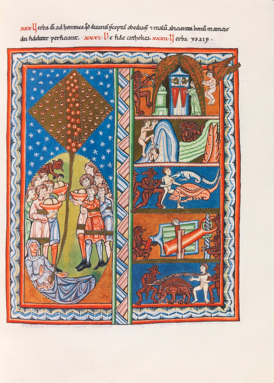 Miniatuur uit Liber Scivias door Hildegard van Bingen, ca. 1175 (facsimile) door German School
