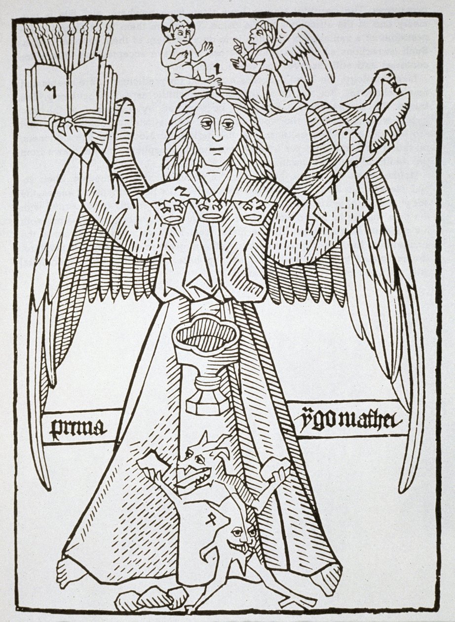 Mnemonische Figuur, uit Ars Memorandi, c.1470, (herdrukt 1883) geïllustreerd in een geschiedenis van magie gepubliceerd eind 19e eeuw door German School