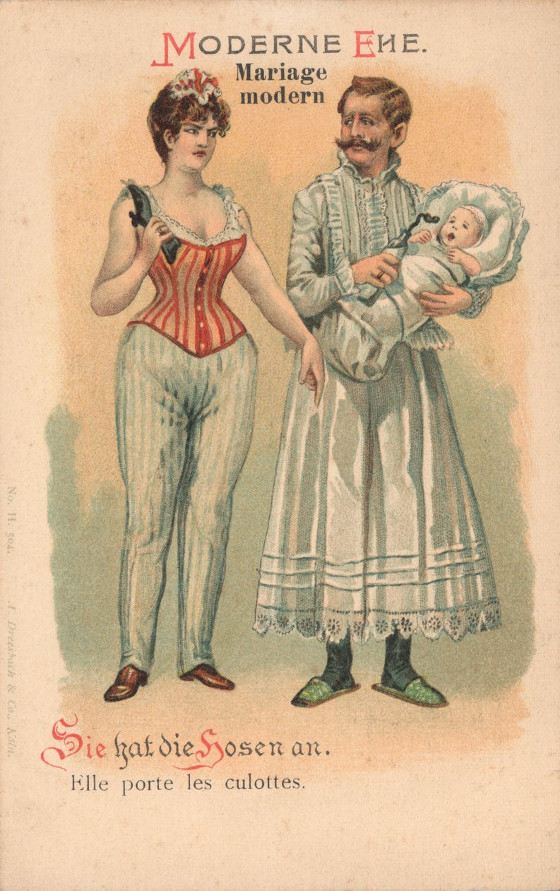 Modern huwelijk (chromolitho) door German School