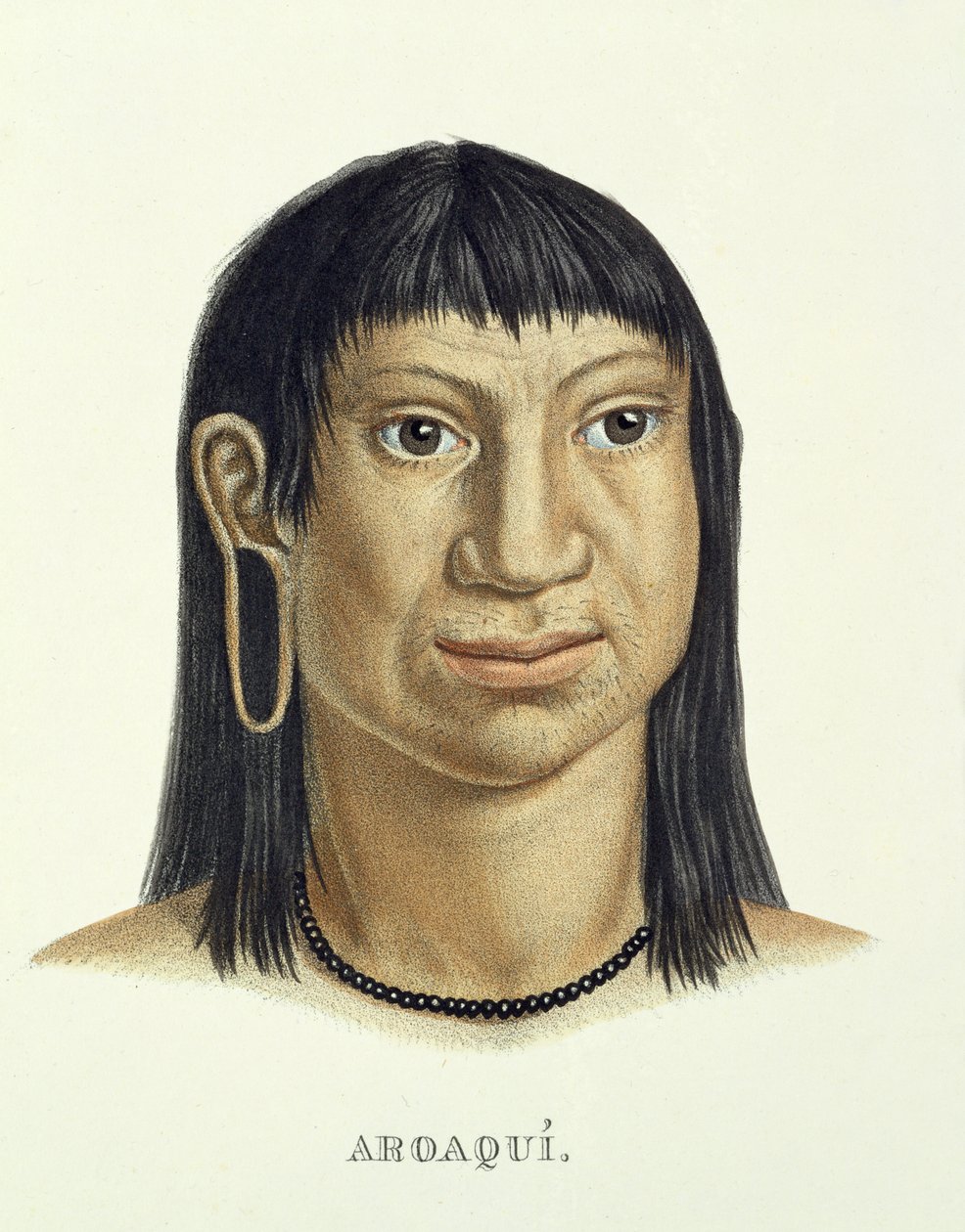 Inheemse man van de Aroaqui-stam, uit Atlas van een reis in Brazilië door Johann Baptist von Spix (1781-1826) en Karl Friedrich Philipp Martius (1794-1868), gepubliceerd ca. 1835-50 door German School