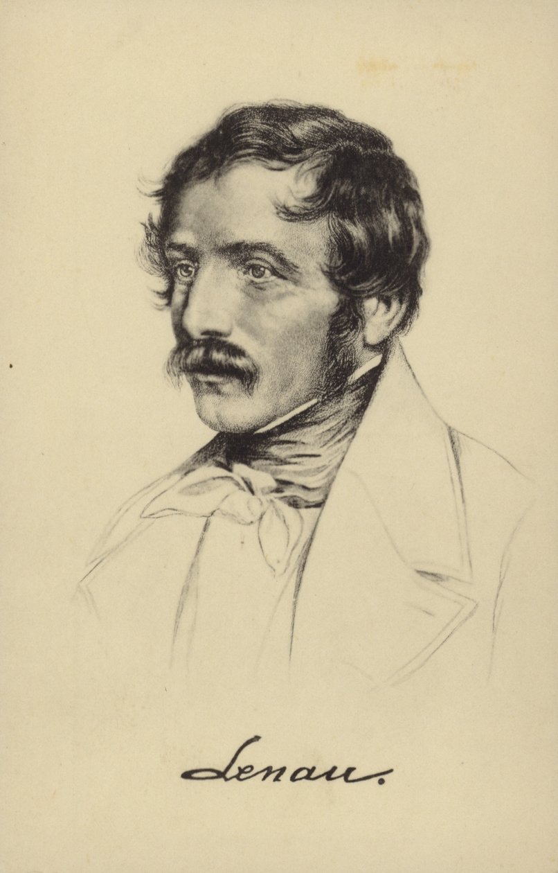Nikolaus Lenau (1802-1850), Oostenrijks dichter (litho) door German School
