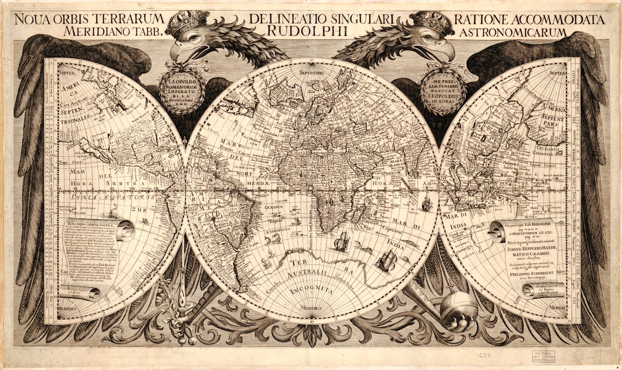 Nova orbis terrarum, uit "Tabulae Rudolphinae" door Johannes Kepler, 1627-30 door German School