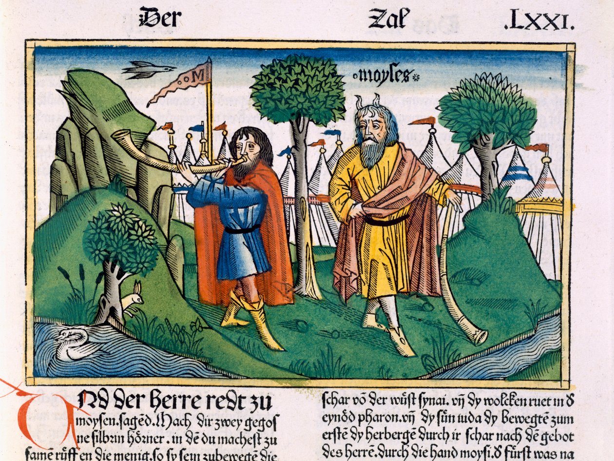 Numeri 2 De kampindelingen van de Israëlieten, uit de Neurenbergse Bijbel (Biblia Sacra Germanaica) door German School