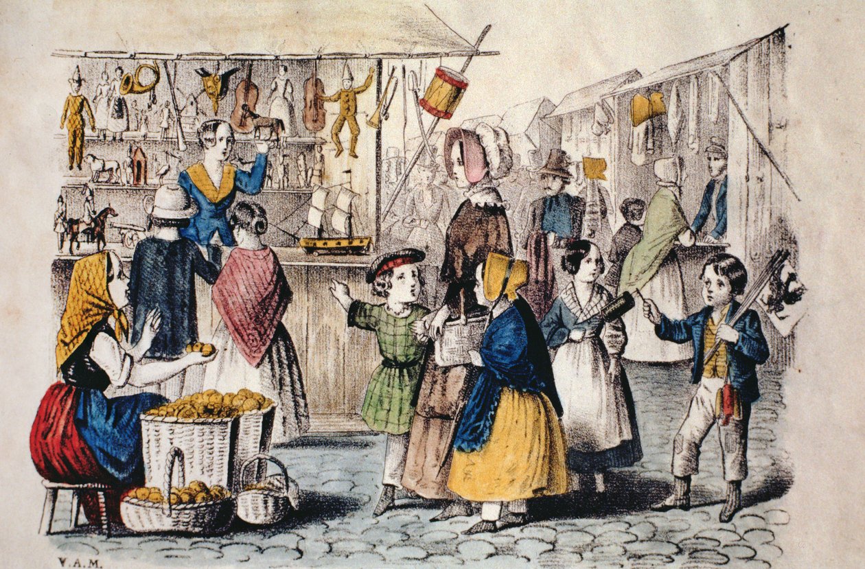Openluchtmarkt in Duitsland, c.1860 door German School
