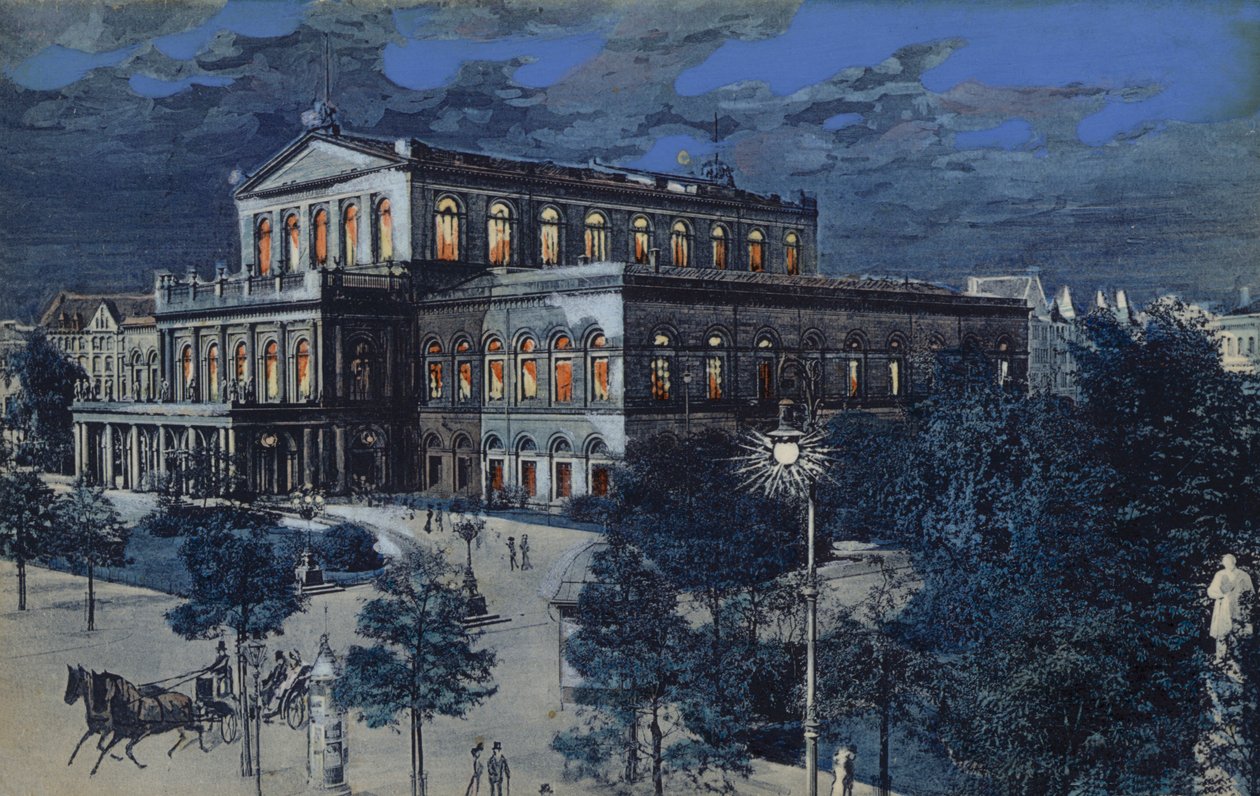 Operagebouw, Hannover, Duitsland (kleurenlitho) door German School
