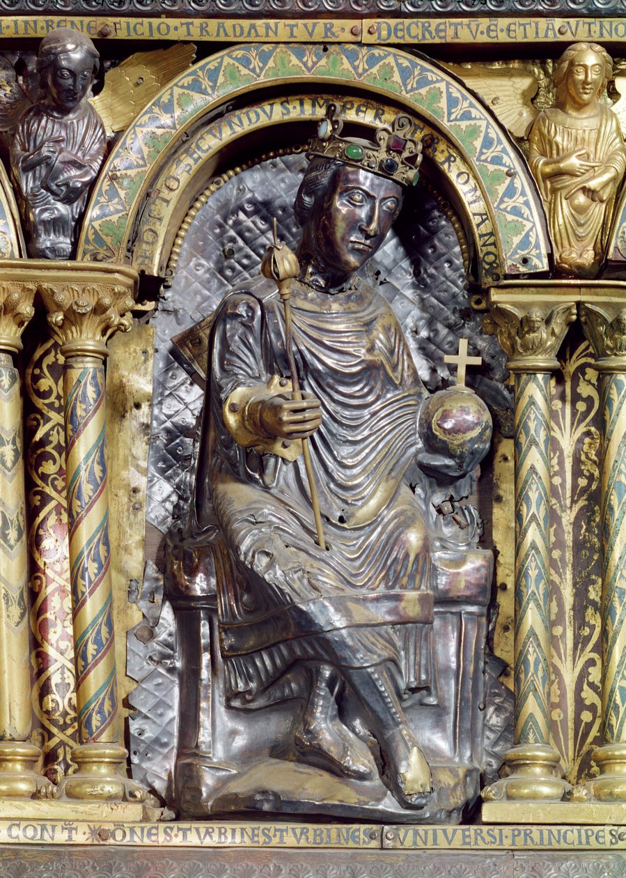 Otto II (955-83), Heilige Roomse Keizer, detail van het Heiligdom van Keizer Karel de Grote (742-814), 1215 door German School