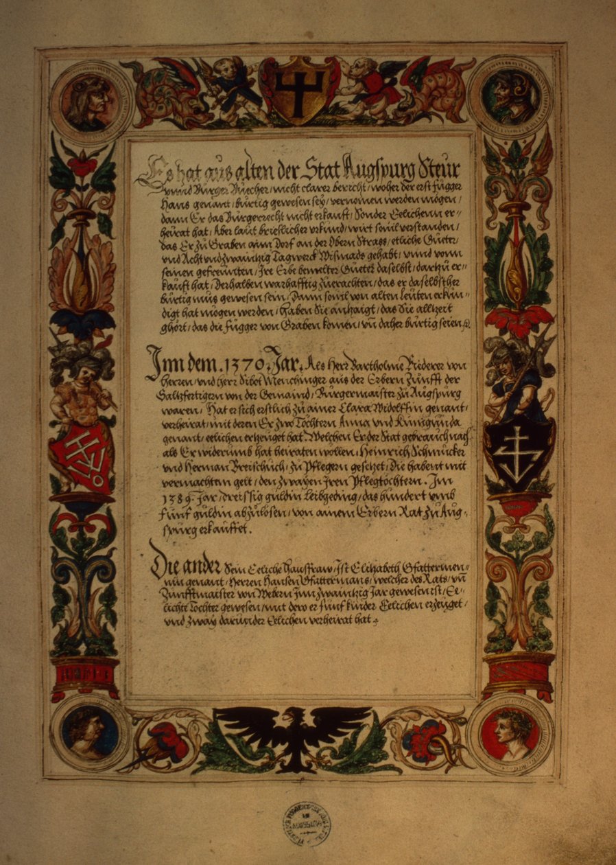 Pagina uit het Geheim Ehrenbuch des Fuggerschen Geschlechts door German School