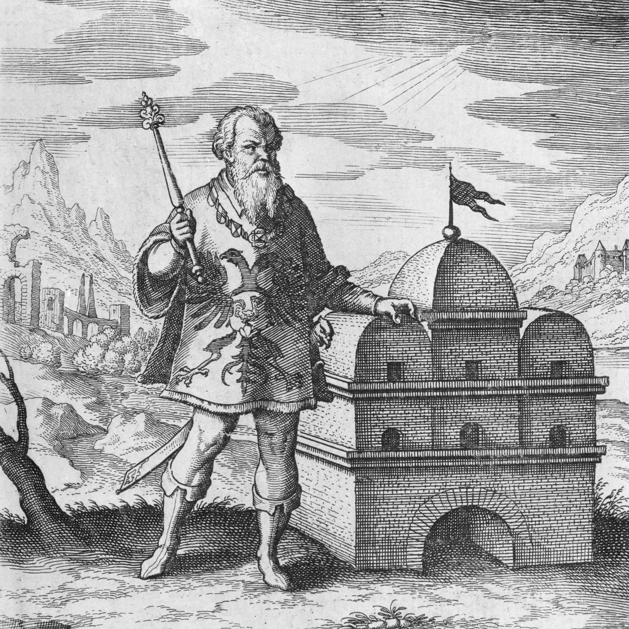 Filosoof-heraut uit Musaeum Hermeticum door German School