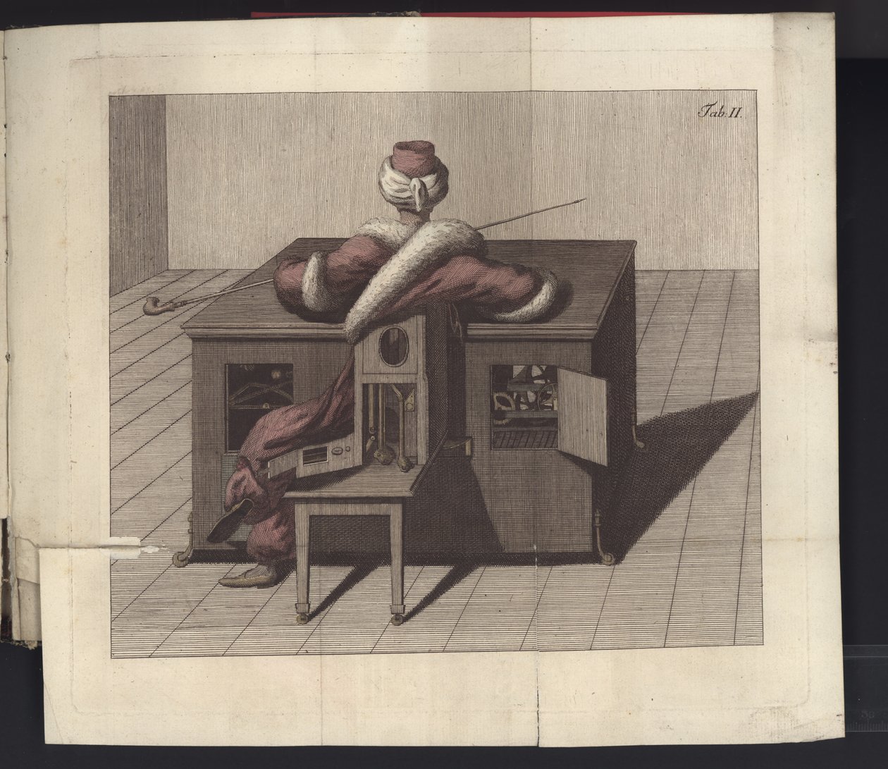 Pl. II uit Uber den Schachspieler des Herrn von Kempelen und dessen Nachbildung, Leipzig und Dresden: Joh. Gottl. Breitkopf, 1789 door German School