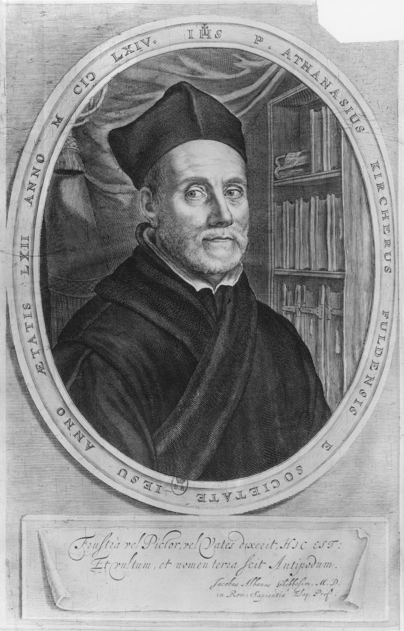 Portret van Athanasius Kircher, Duitse geleerde, 62 jaar oud door German School