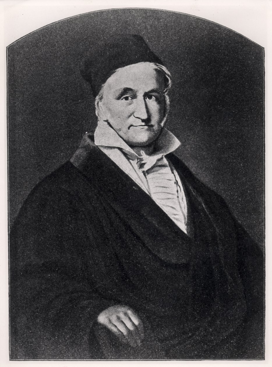 Portret van Carl Friedrich Gauss (1777-1855) uit Handbuch der Vermessungskunde gepubliceerd door Metzler in Stuttgart, 1895 door German School