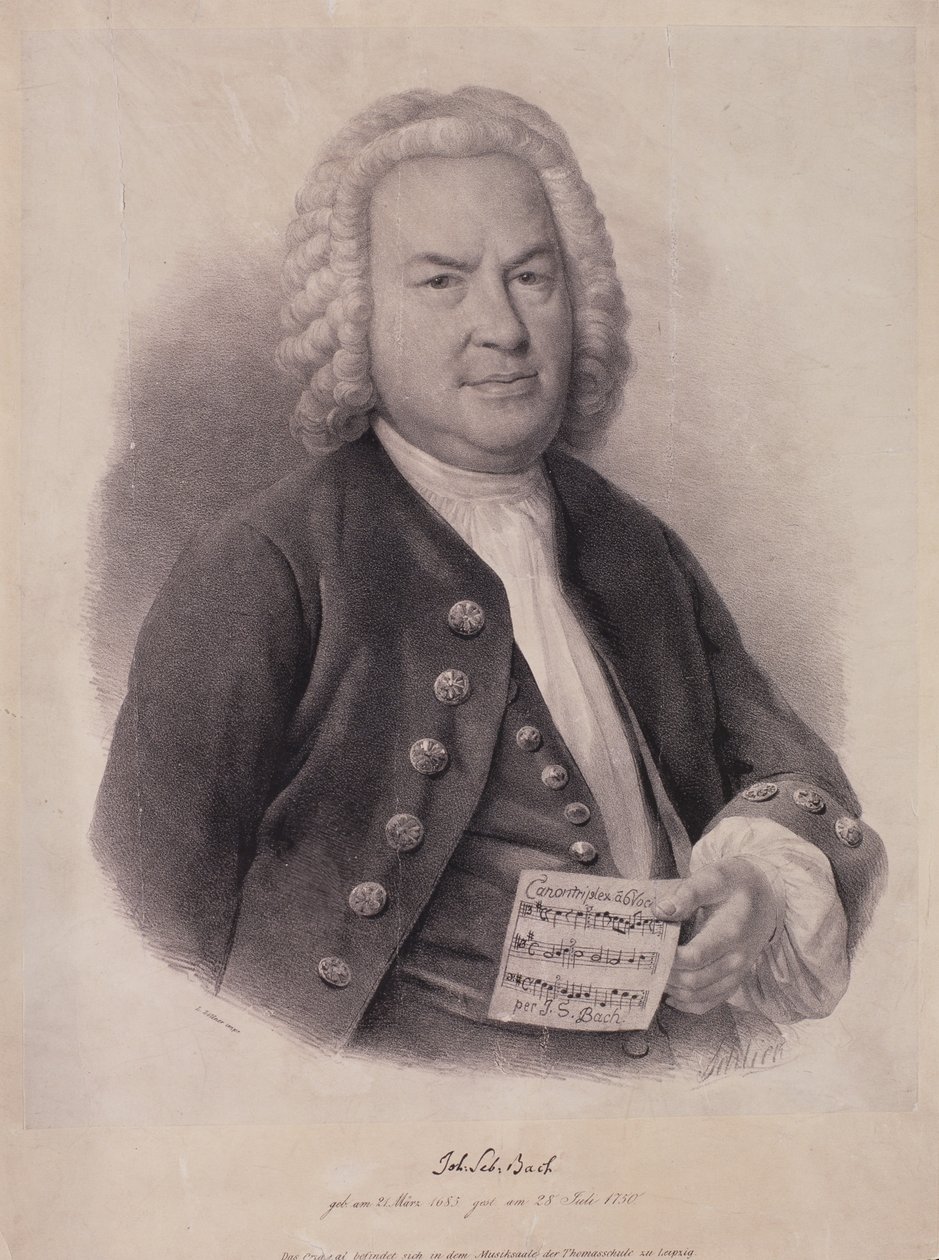 Portret van Johann Sebastian Bach (1685-1750) gegraveerd door F.G. Schlick, 1840 door German School