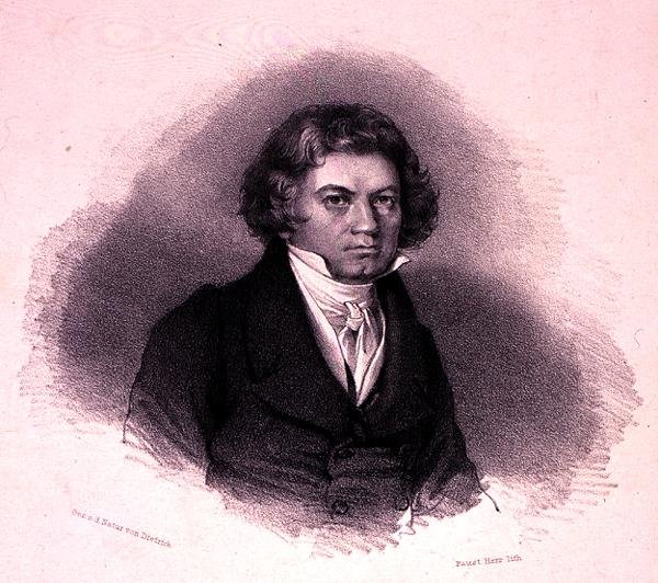 Portret van Ludwig van Beethoven (1770-1827) gegraveerd door Faustin Herr door German School