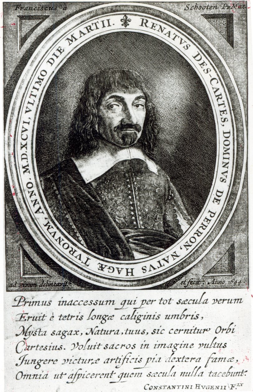 Portret van René Descartes, 1644 door German School