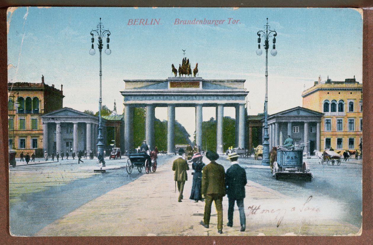 Ansichtkaart van de Brandenburger Tor in Berlijn door German School