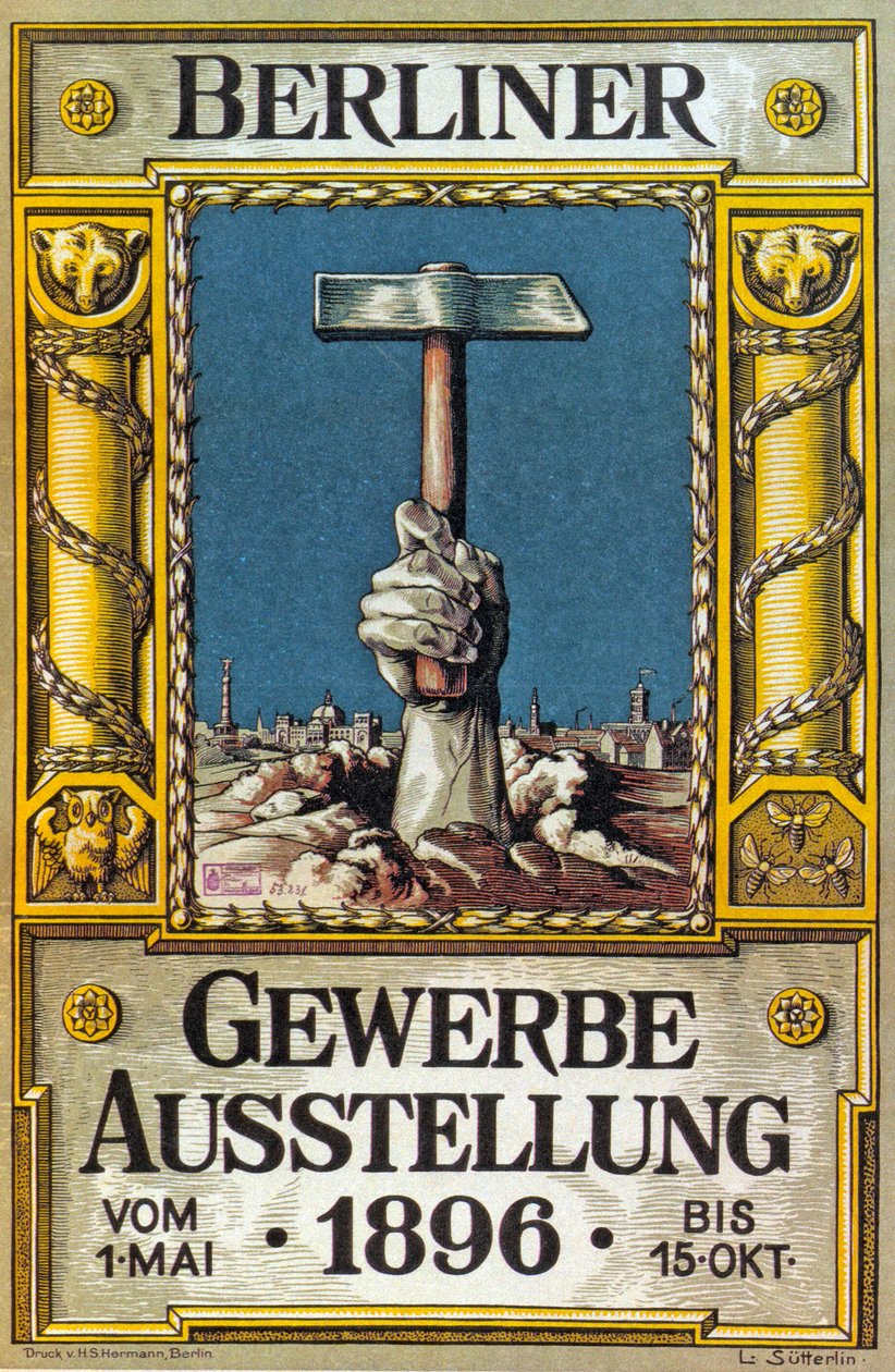 Poster voor de Industriële Tentoonstelling in Berlijn, Duitsland, 1896 door German School
