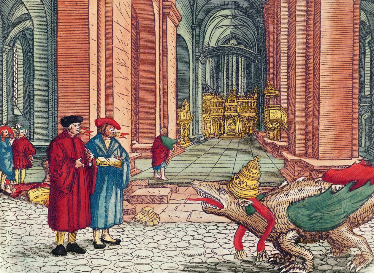 Spreken in tongen, Pinksteren, uit de Lutherbijbel, c.1530 door German School