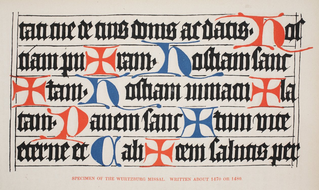 Specimen van het Wurtzburg Missaal, geschreven rond 1470 of 1480 door German School