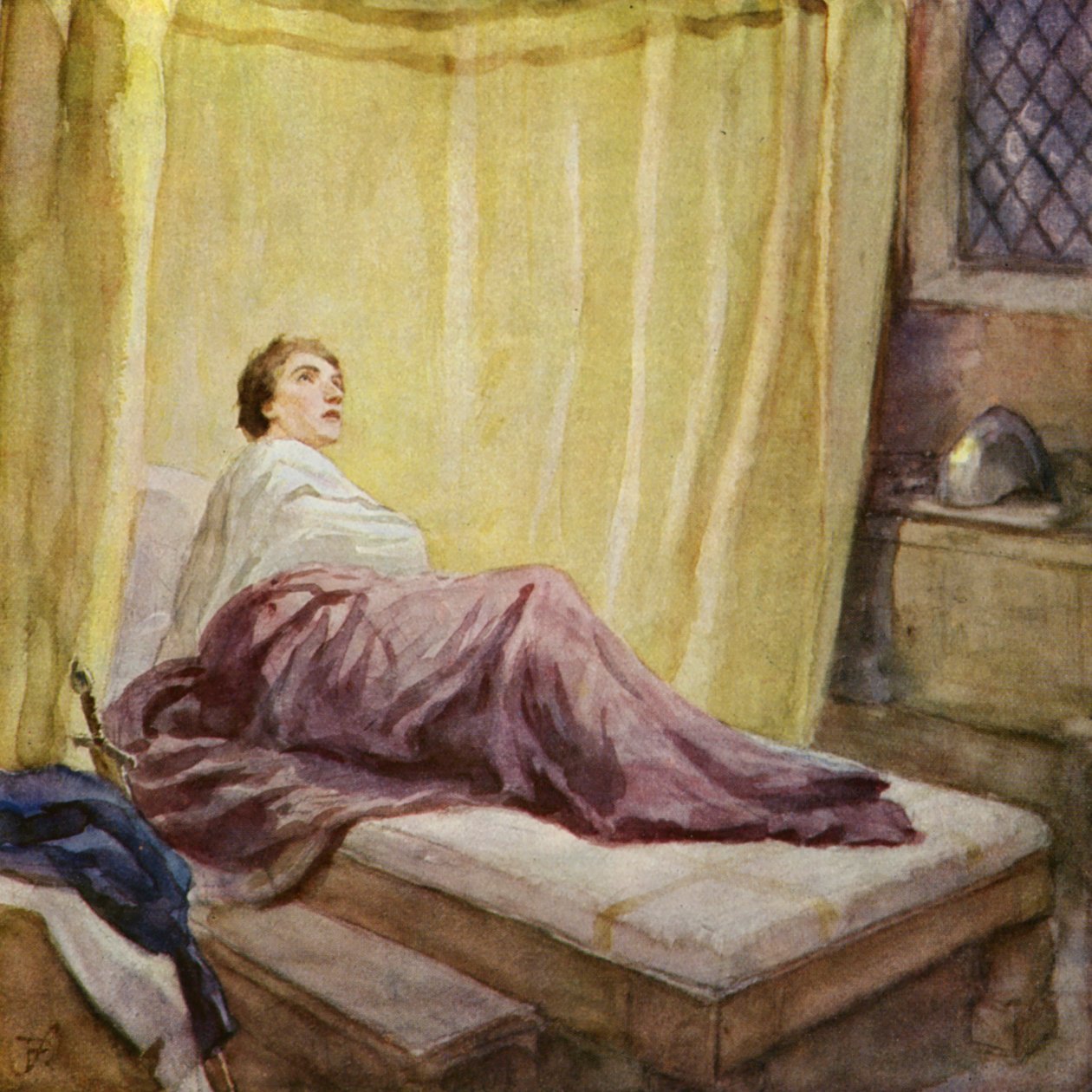 Franciscus ontvangt een visioen uit de hemel (kleurenlitho) door German School