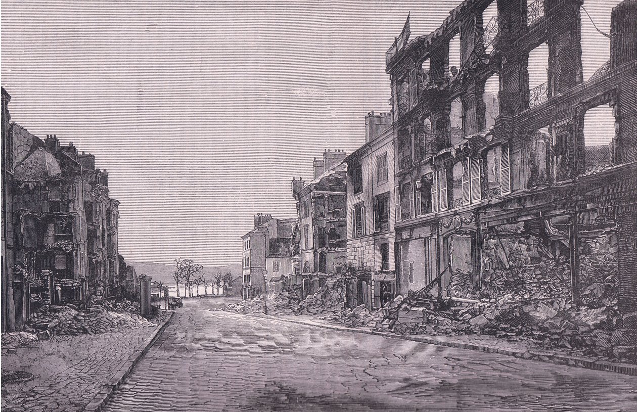 Straat in St Cloud, Cassells Geschiedenis van de Oorlog tussen Frankrijk en Duitsland, uitgegeven door Cassell and Company Limited, ca. 1890 door German School