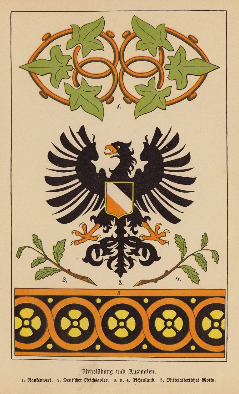 Symbolen, emblemen en motieven (kleurenlitho) door German School