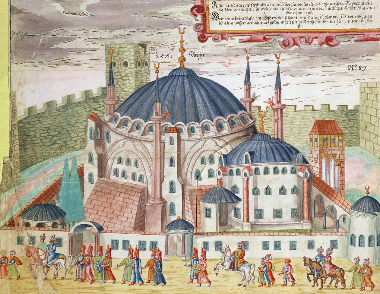 De kerk van de Heilige Sophia omgebouwd tot een moskee door German School