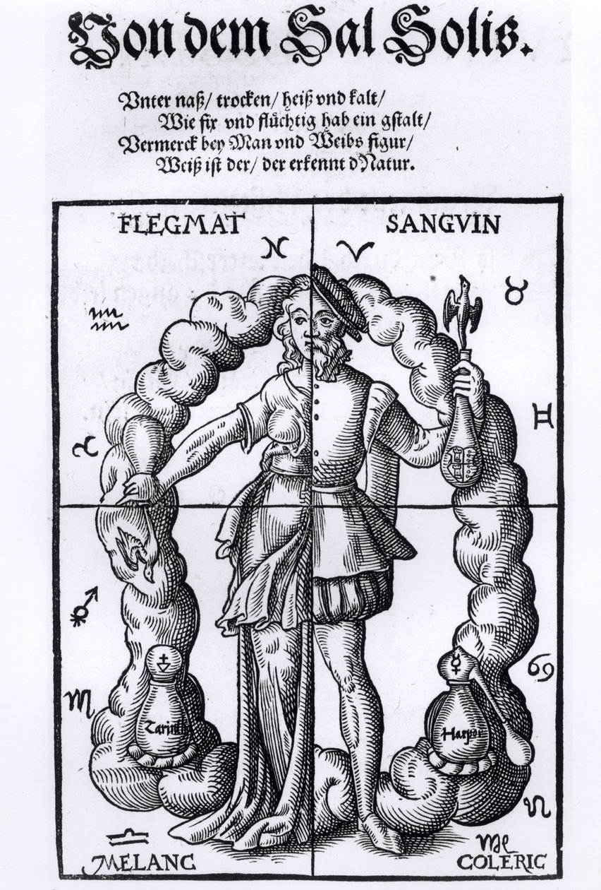 De vier humores, uit Quinta Essentia door Leonhart Thurneisser zun Thurn (1531-1596) gepubliceerd in Leipzig, 1574 door German School