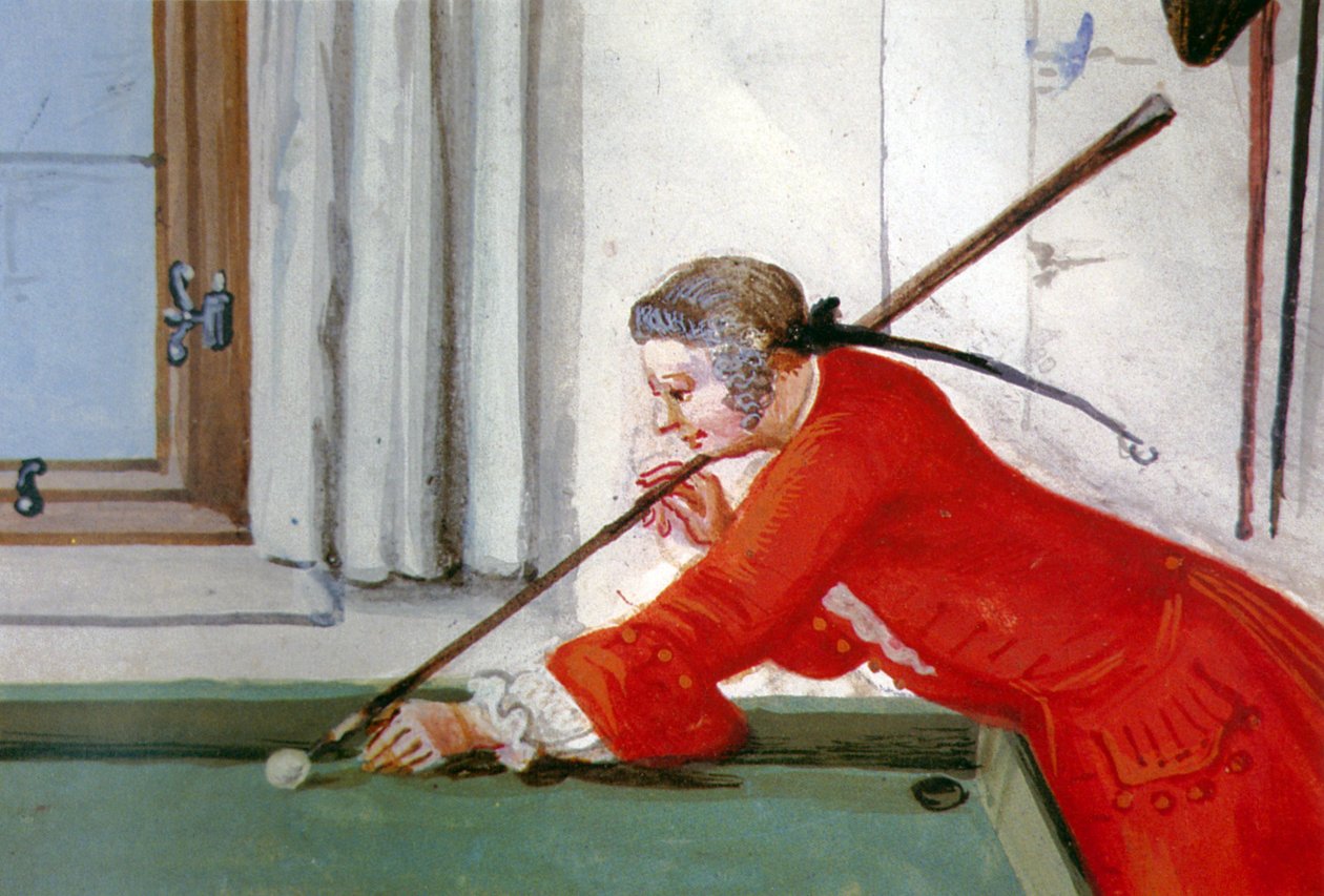 De oorsprong van biljart, ca. 1745 door German School