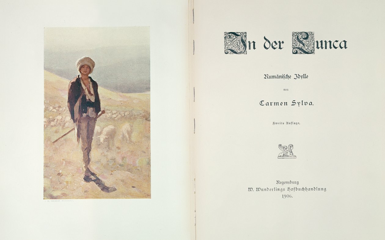 Titelpagina van de roman In der Lunca door Carmen Sylva, gepubliceerd in Regensburg 1906 door German School