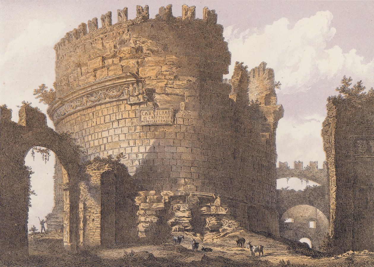 Graf van Caecilia Metella, Rome (kleurenlitho) door German School