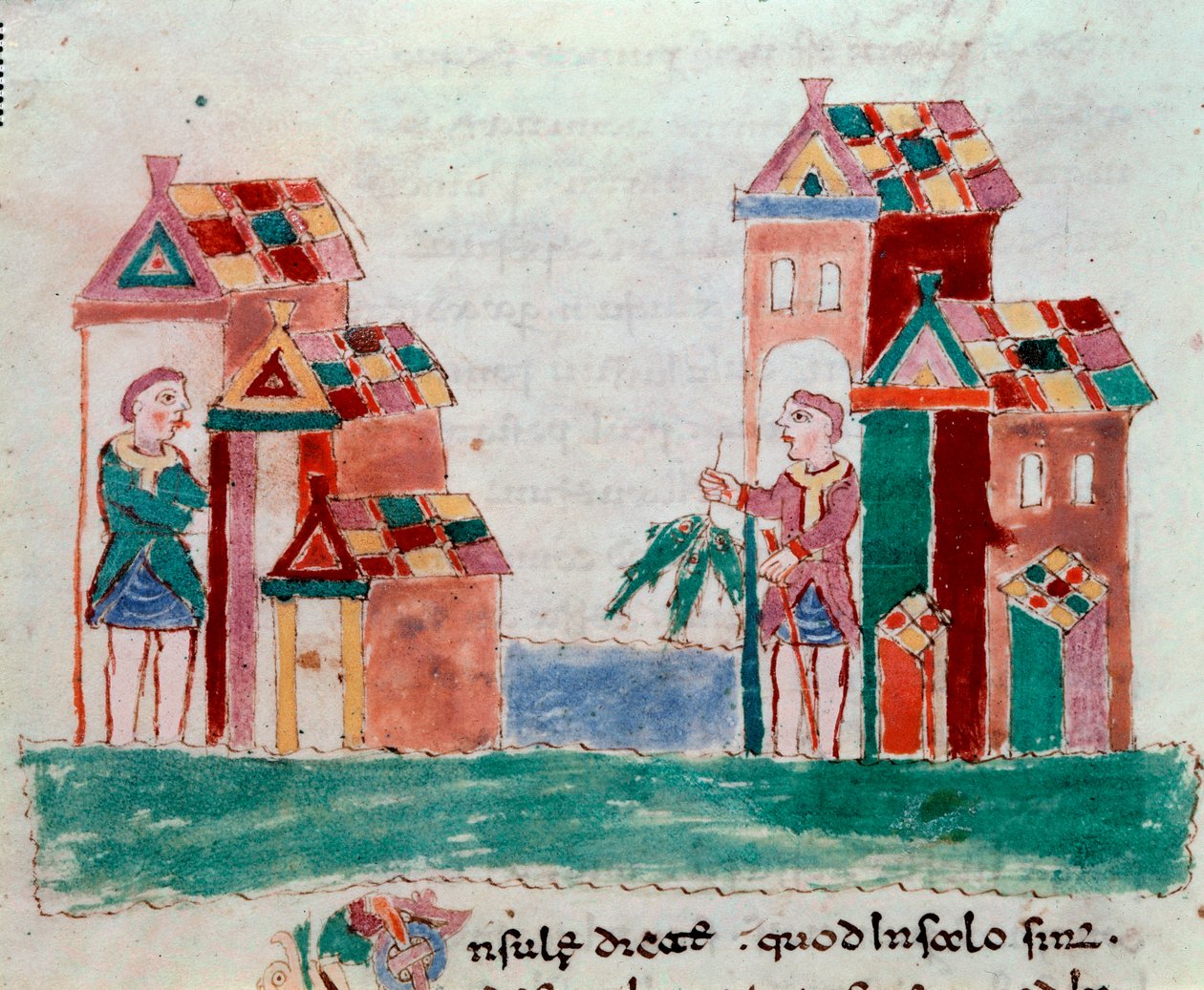 Handel: de visverkoper. Miniatuur uit het manuscript 