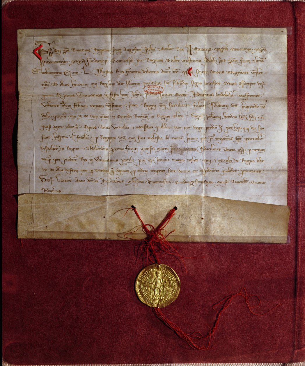 Onderneming door keizer Frederik II (1194-1250) om koning Lodewijk IX (1214-70) te voorzien van paarden, wapens en proviand voor de Zevende Kruistocht, 1246 door German School