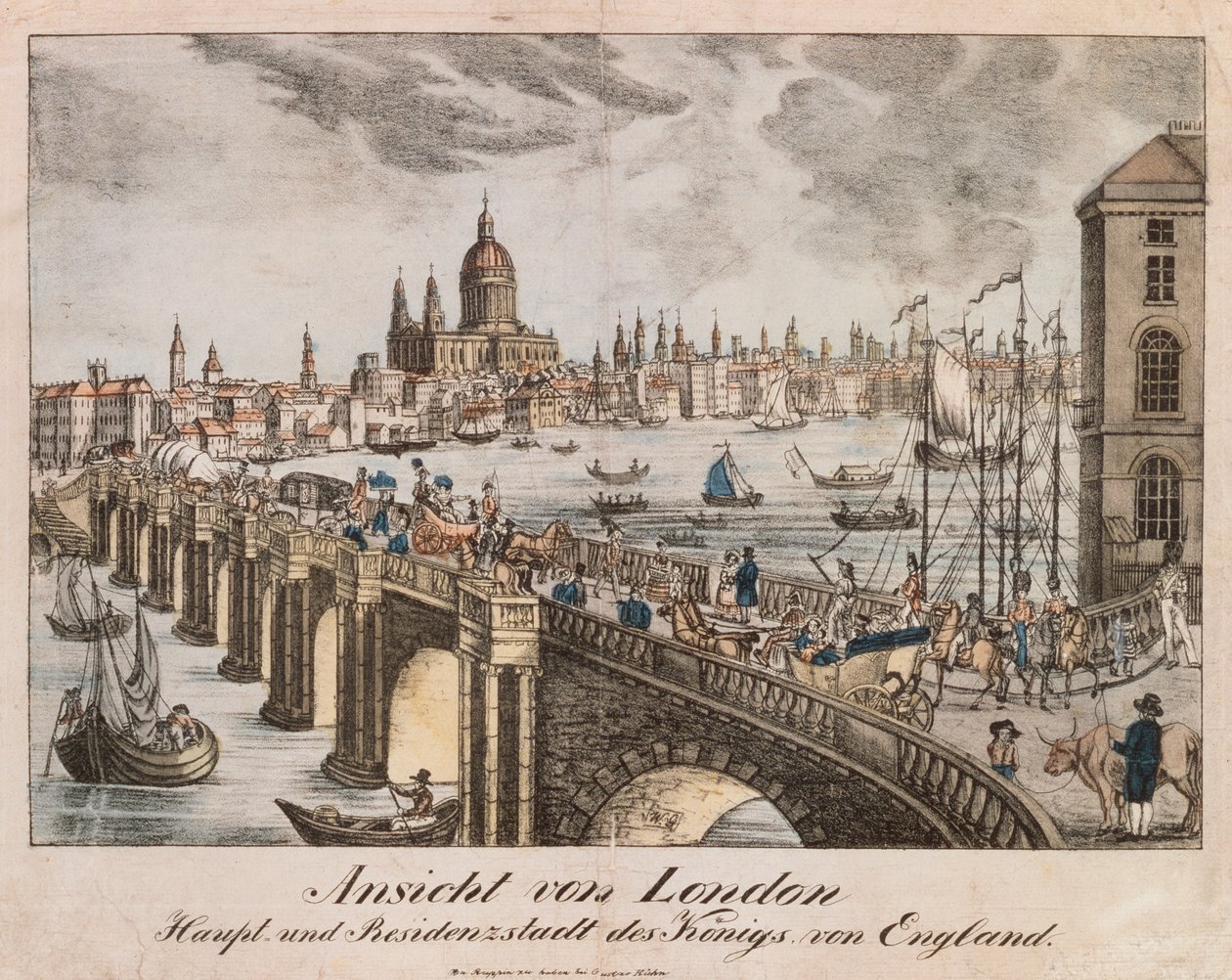 Uitzicht op Londen, uit Neuruppiner Bilderbogen, 1830 door German School
