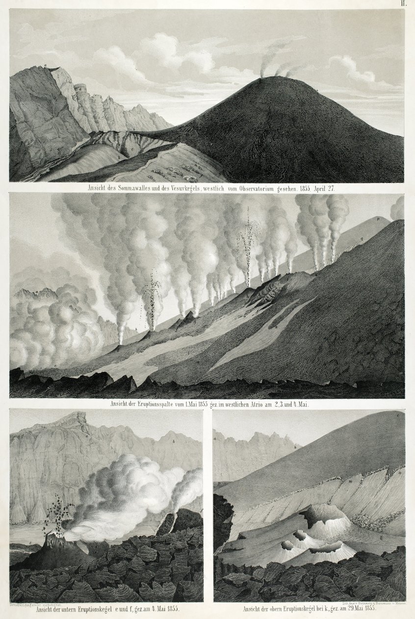 Uitzicht op de Monte Somma en de Vesuvius, gezien vanuit het westen vanaf het observatorium, 27 april 1855 door German School