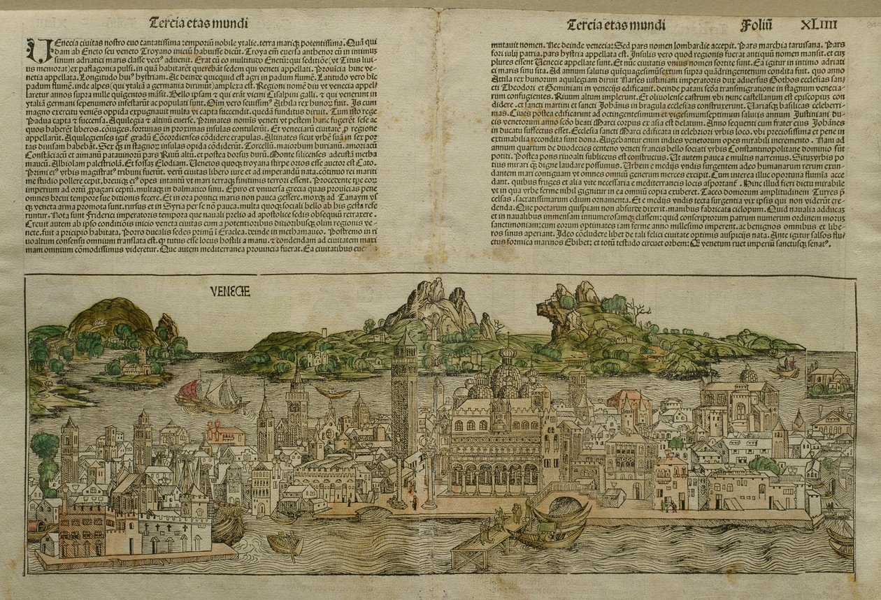 Zicht op Venetië, illustratie uit de Liber Chronicarum door Hartmann Schedel (1440-1514) gepubliceerd in Neurenberg, 1493 door German School