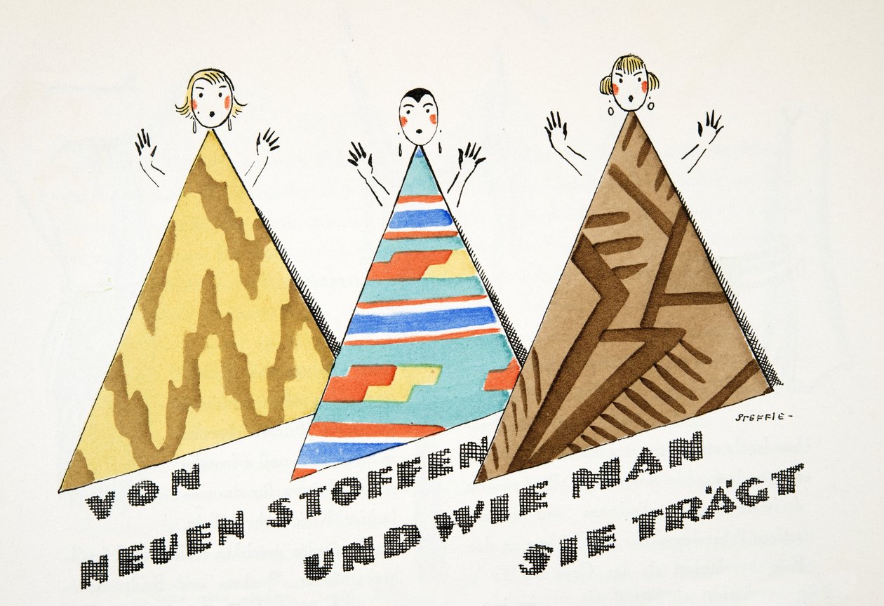 "von neuen stoffen und wie man sie trägt" uit Styl, pub.1922 (pochoirdruk) door German School